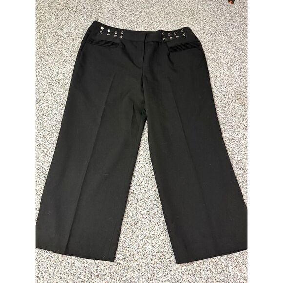 Larry Levine Women's Black Studded Waistline Stretch Dress Pants Size 10 - Picture 5 of 6